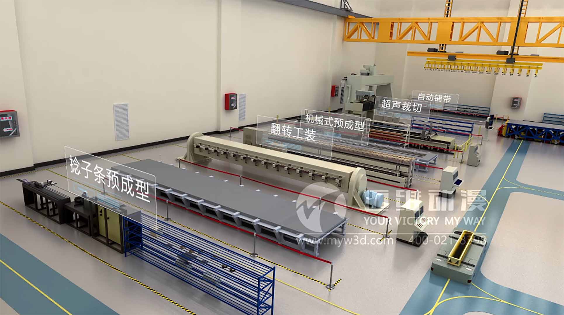 復(fù)合材料長桁自動化生產(chǎn)線三維動畫 復(fù)合材料長桁自動化生產(chǎn)線三維動畫