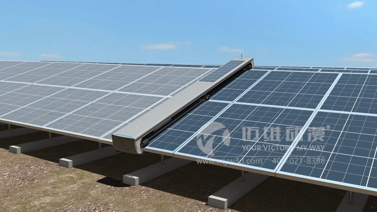 光伏智能清掃機器人三維動畫展示(圖1) 光伏智能清掃機器人三維動畫展示(圖1)