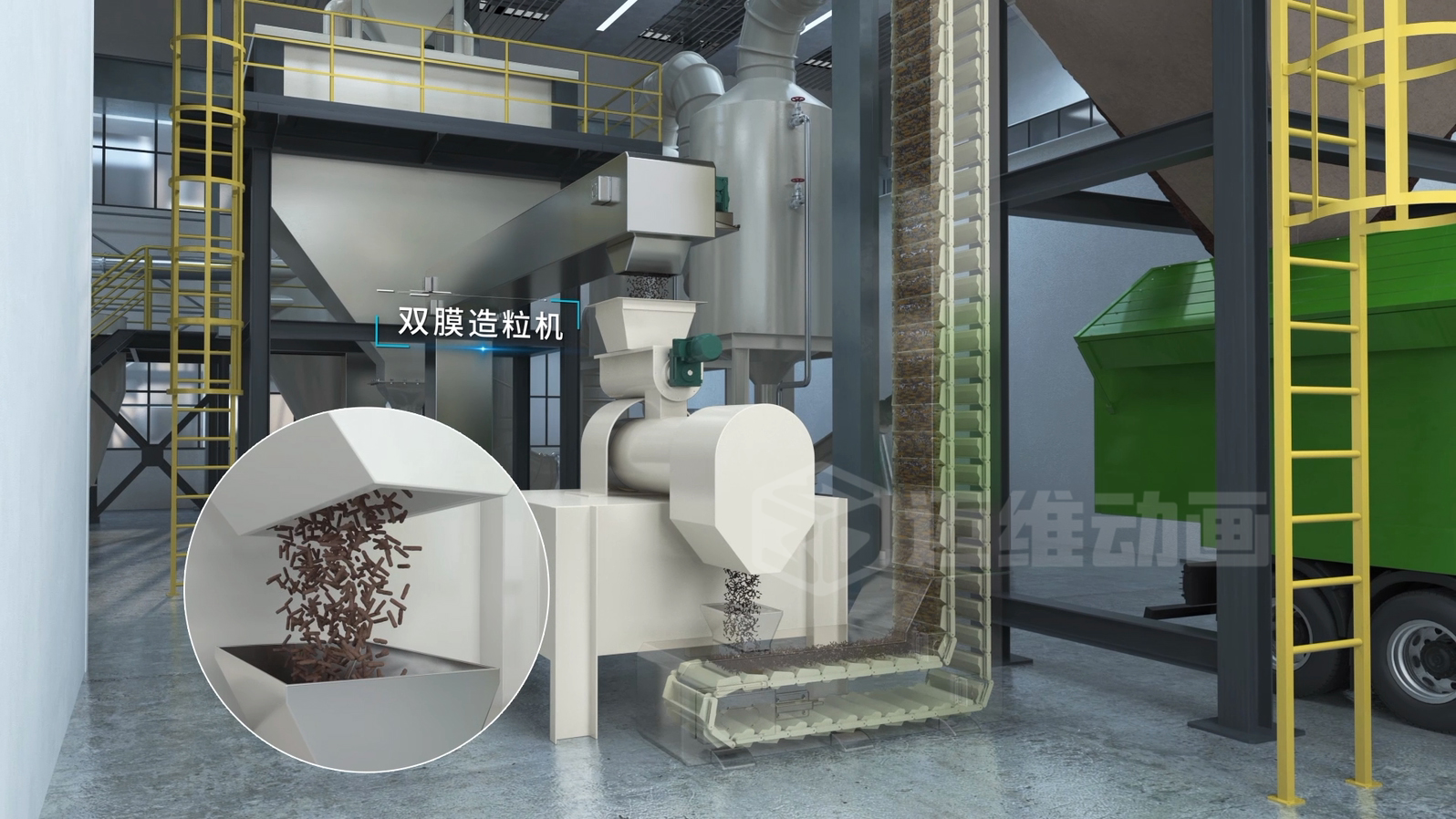 污泥干化旋流低溫干化處理技術(shù)三維動畫展示(圖3) 污泥干化旋流低溫干化處理技術(shù)三維動畫展示(圖3)