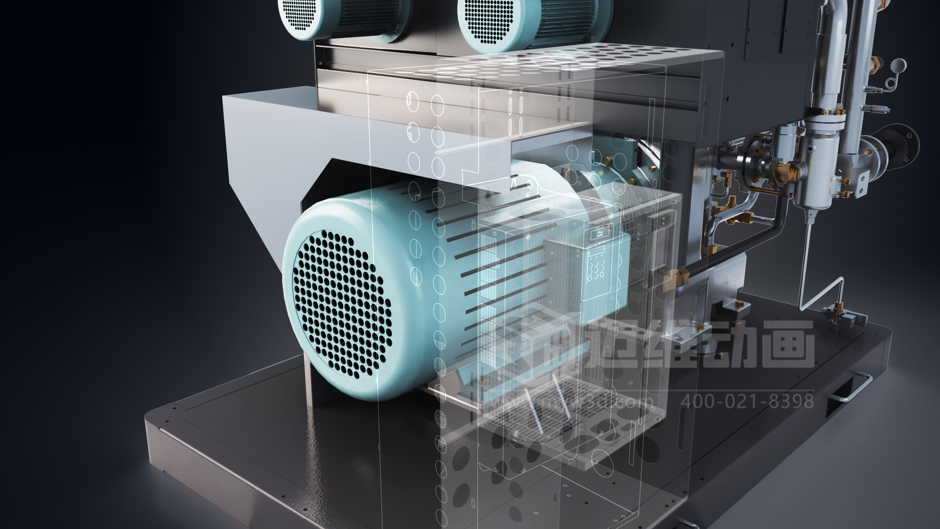 無(wú)油螺桿空壓機(jī)三維動(dòng)畫(huà)展示(圖3) 無(wú)油螺桿空壓機(jī)三維動(dòng)畫(huà)展示(圖3)