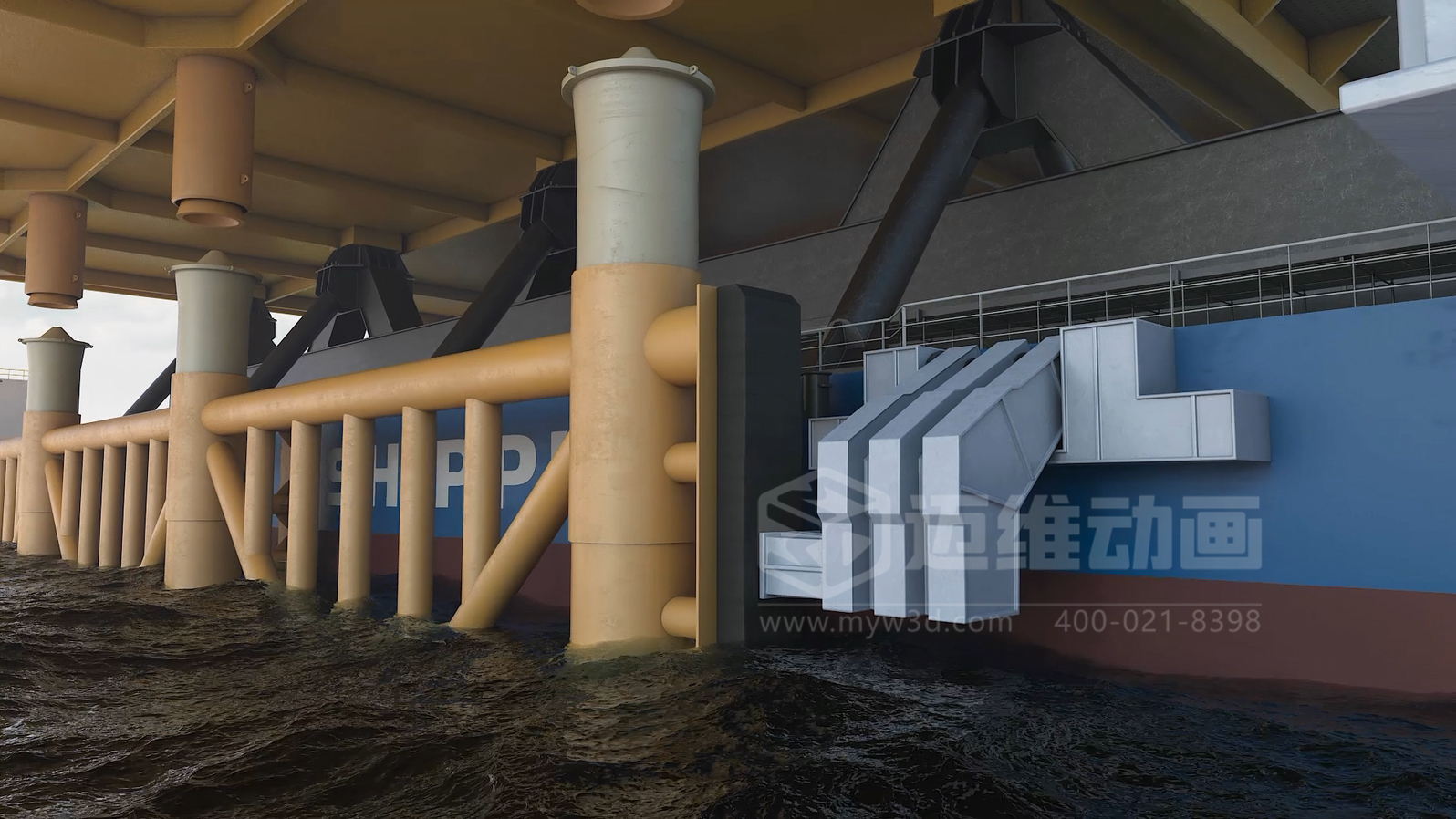 3萬噸級(jí)平臺(tái)浮托安裝三維動(dòng)畫展示(圖4) 3萬噸級(jí)平臺(tái)浮托安裝三維動(dòng)畫展示(圖4)