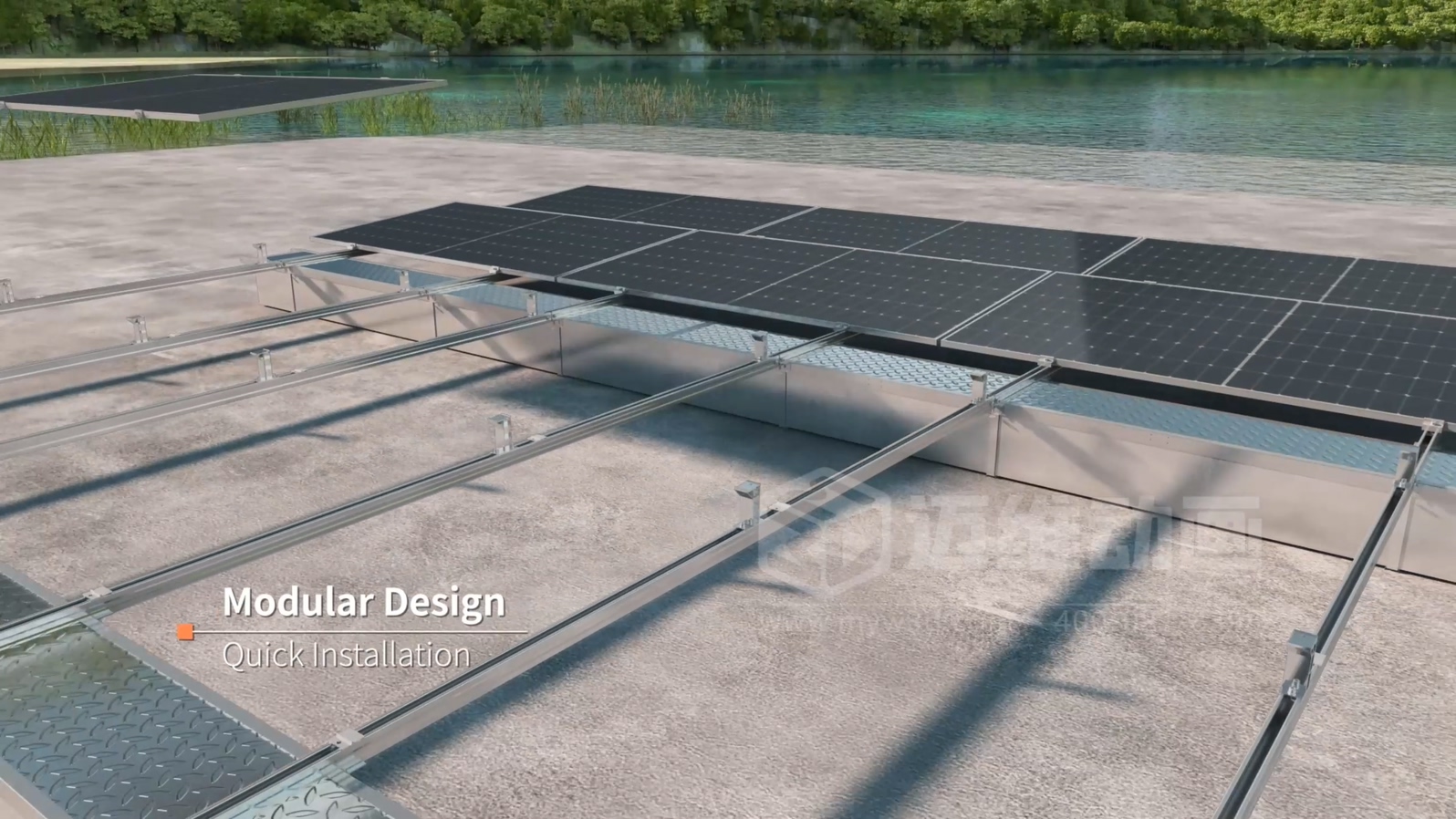 漂浮式光伏支架產(chǎn)品三維動(dòng)畫展示(圖2) 漂浮式光伏支架產(chǎn)品三維動(dòng)畫展示(圖2)