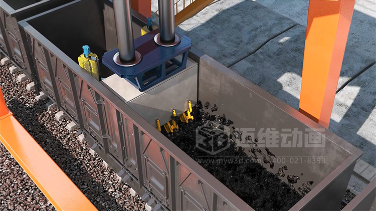 工業(yè)三維動畫賦能:火車箱粘凍煤清車機器人自動化清掃工藝可視化方案(圖3) 工業(yè)三維動畫賦能:火車箱粘凍煤清車機器人自動化清掃工藝可視化方案(圖3)