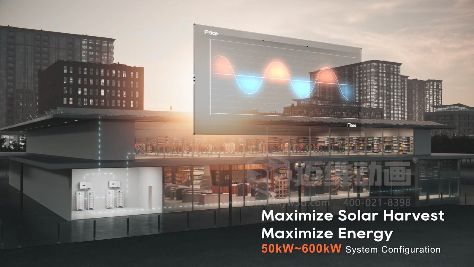 光伏儲能應(yīng)用場景難落地展示？新能源三維動畫來解決，真實再現(xiàn)家庭 / 工商業(yè)場景，設(shè)備價值一眼看懂！(圖2)
