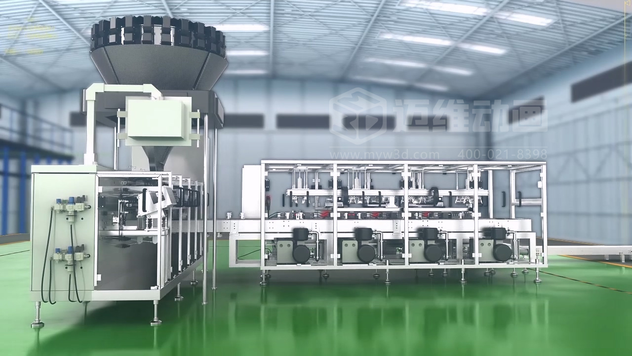 小魚干包裝自動化生產(chǎn)線三維動畫展示行業(yè)解決方案(圖1)